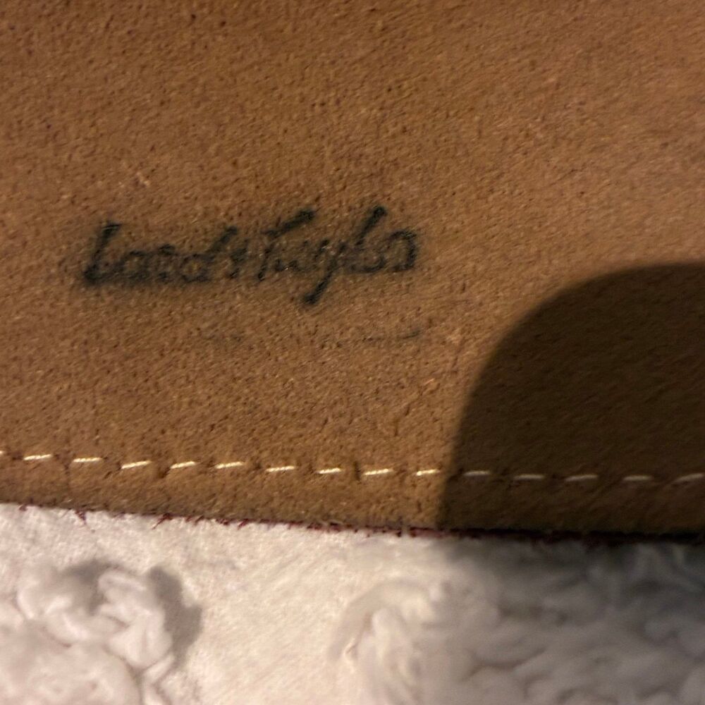 Lord & Taylor Plum Burgundy Suede Wide Belt with Gold Buckle Size Medium - Picture 3 of 7